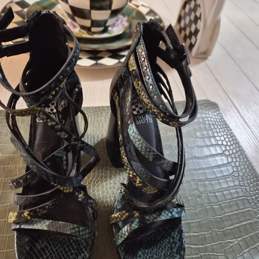 Vince Camuto Women's Strappy Heels - Black and Yellow